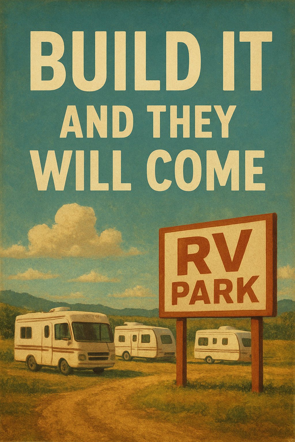 Person constructing a baseball field in a rural cornfield, inspired by the movie 'Field of Dreams,' with misty morning light and open fields in the background.